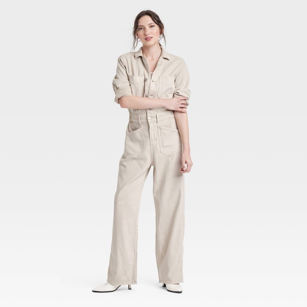 Cream Denim Jumpsuit